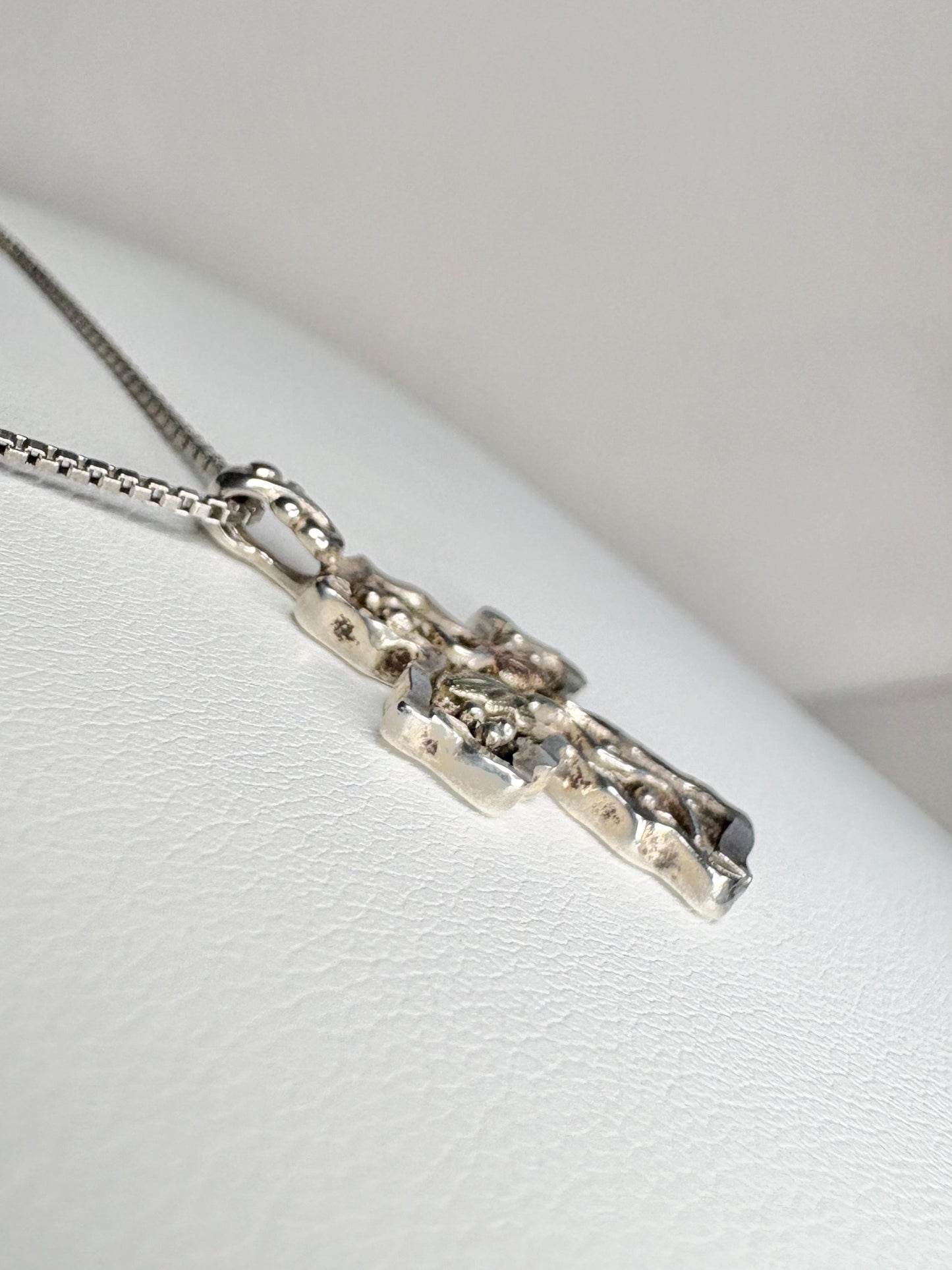 Vintage Black Hills Gold Cross Pendant Necklace Sterling Silver 12k Gold 19" - NewLifeJewelryVault
