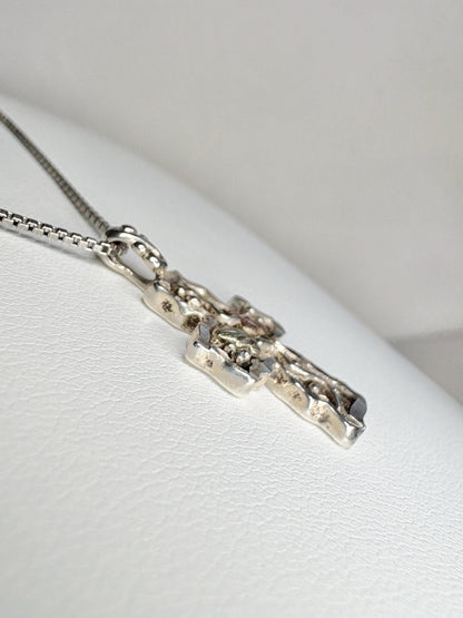 Vintage Black Hills Gold Cross Pendant Necklace Sterling Silver 12k Gold 19" - NewLifeJewelryVault