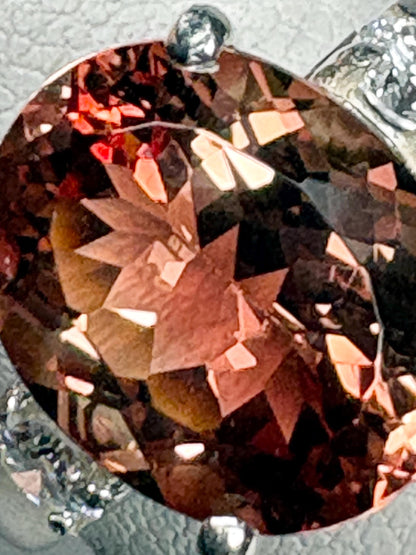 Oregon Sunstone and Lab-Grown Diamond Ring in Sterling Silver size 6.5 - NewLifeJewelryVault