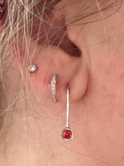 Arizona Garnet Bezel Drop Earrings in Sterling Silver - NewLifeJewelryVault