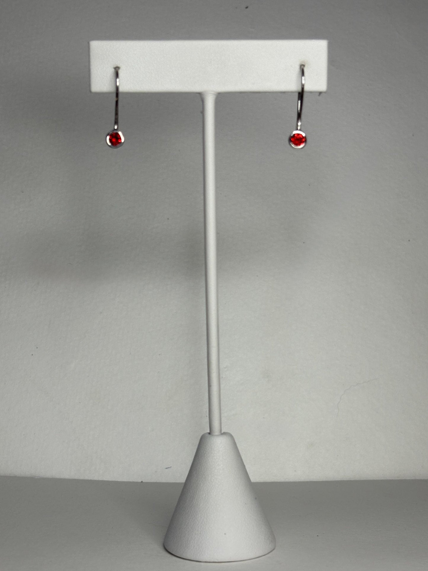 Arizona Garnet Bezel Drop Earrings in Sterling Silver - NewLifeJewelryVault