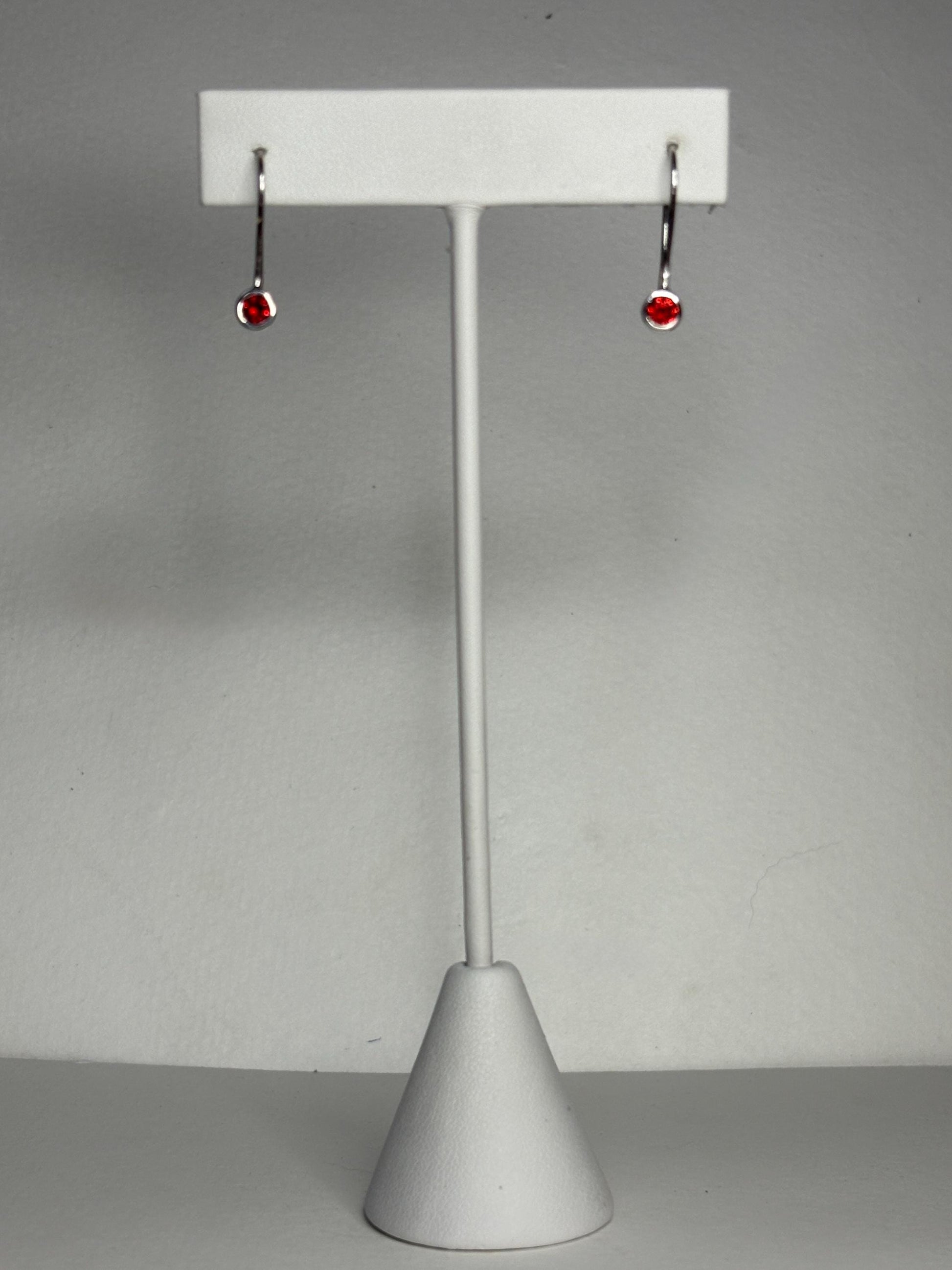 Arizona Garnet Bezel Drop Earrings in Sterling Silver - NewLifeJewelryVault