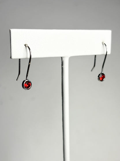 Arizona Garnet Bezel Drop Earrings in Sterling Silver - NewLifeJewelryVault