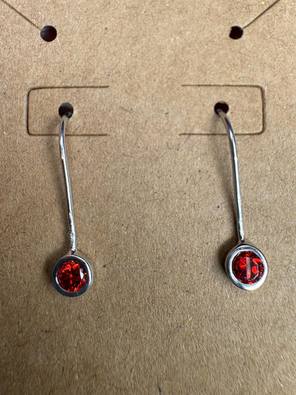 Arizona Garnet Bezel Drop Earrings in Sterling Silver - NewLifeJewelryVault