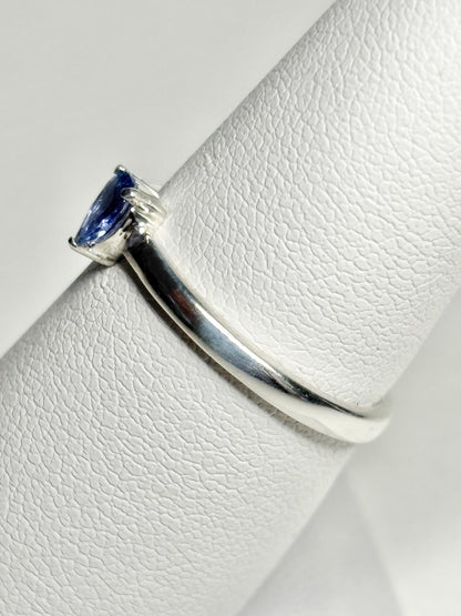 Tanzanite pear solitaire ring in sterling silver size 7 - NewLifeJewelryVault
