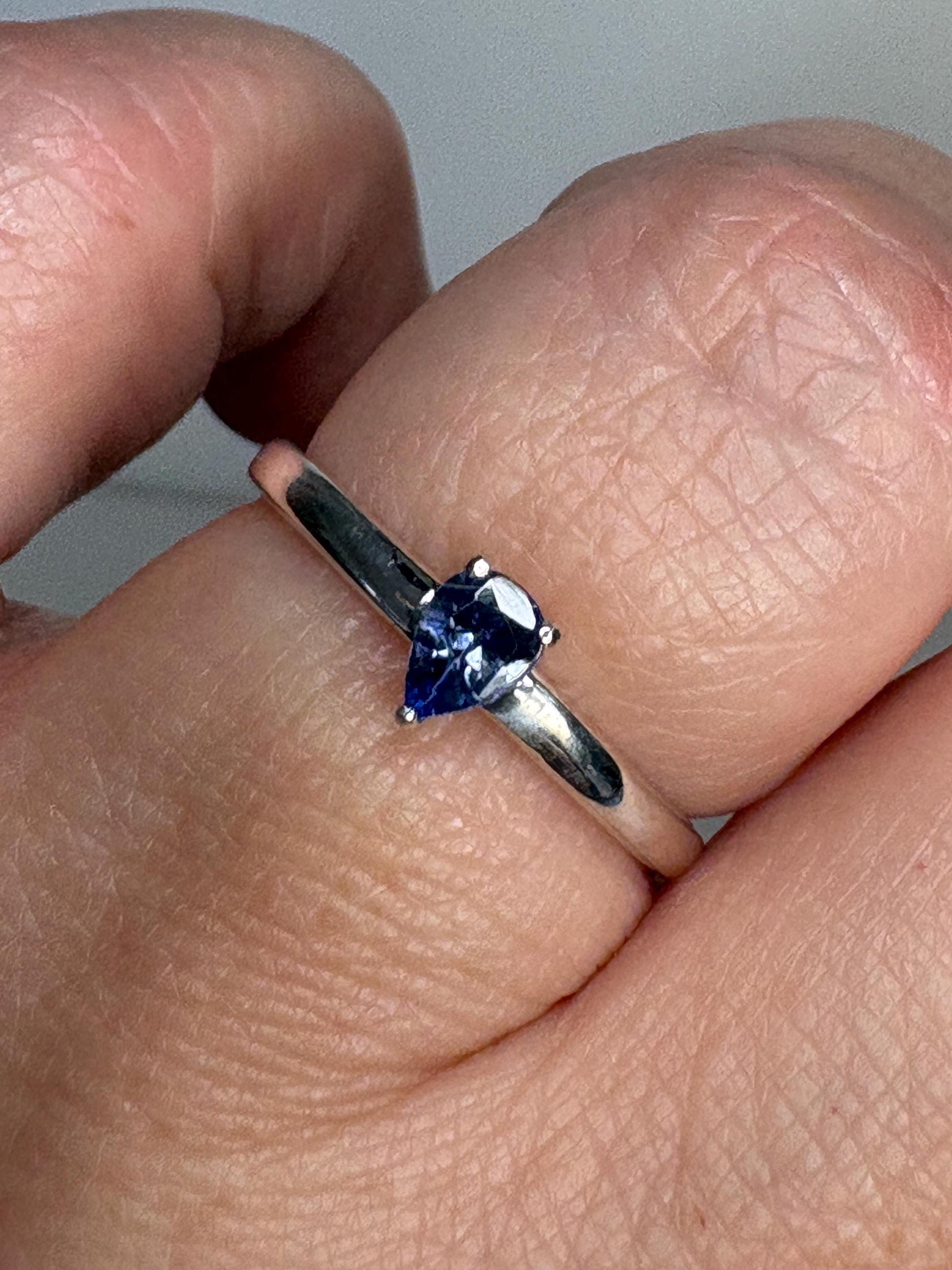 Tanzanite pear solitaire ring in sterling silver size 7 - NewLifeJewelryVault