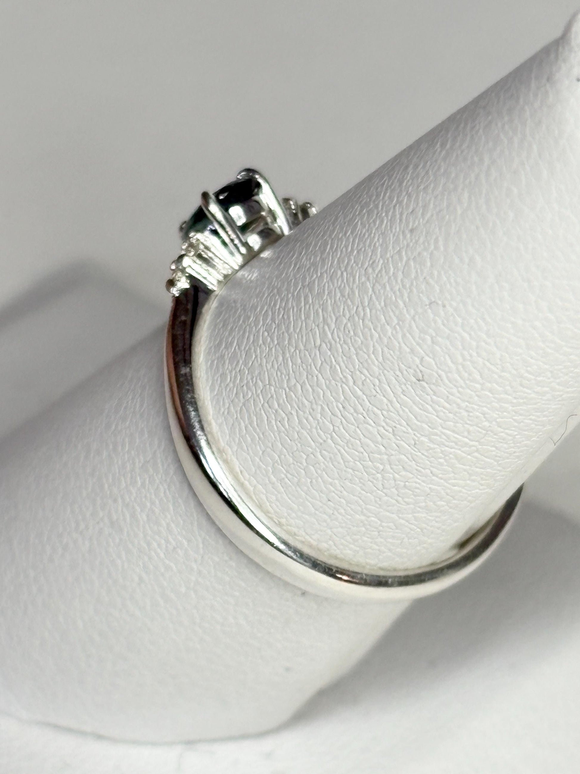 Montana Sapphire and Diamond Ring Sterling Silver size 7 - NewLifeJewelryVault