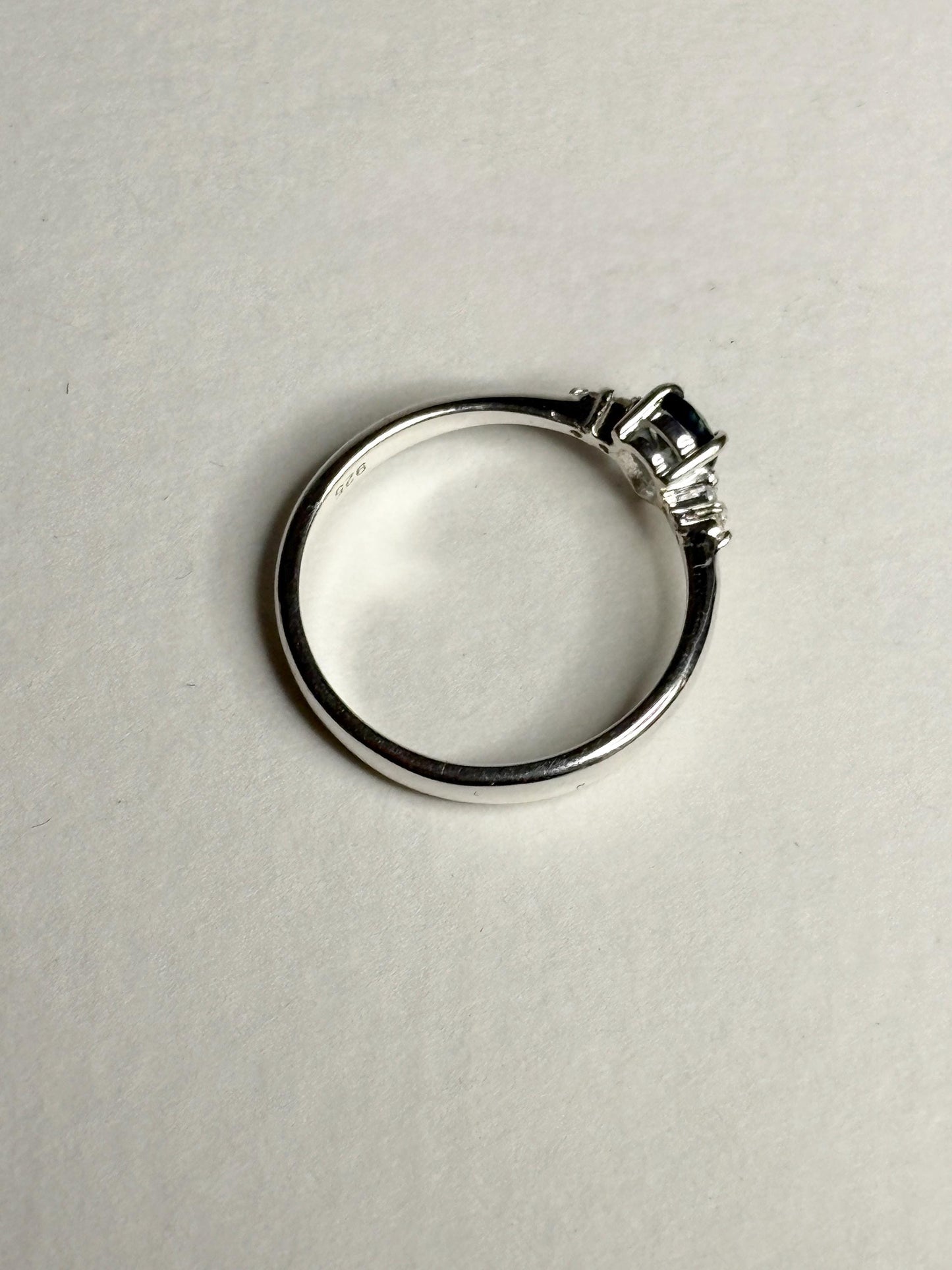 Montana Sapphire and Diamond Ring Sterling Silver size 7 - NewLifeJewelryVault