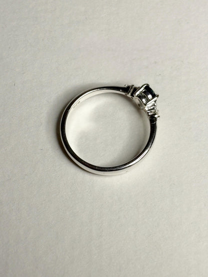 Montana Sapphire and Diamond Ring Sterling Silver size 7 - NewLifeJewelryVault