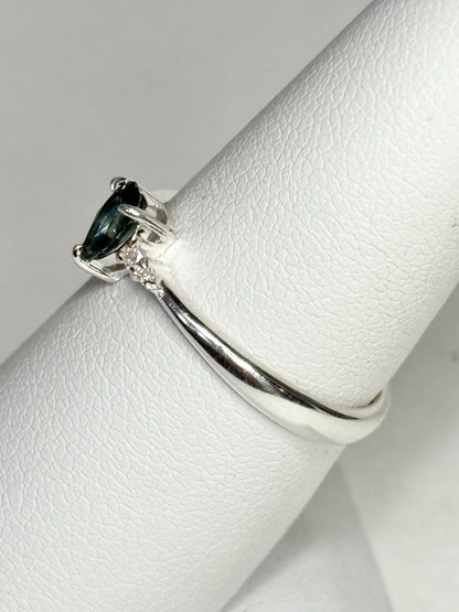 Montana Sapphire and Diamond Ring Sterling Silver size 7 - NewLifeJewelryVault
