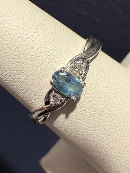 Alexandrite and Diamond Ring Solid 10k White Gold size 6.75 - NewLifeJewelryVault