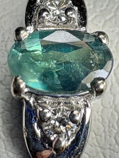 Alexandrite and Diamond Ring Solid 10k White Gold size 6.75 - NewLifeJewelryVault