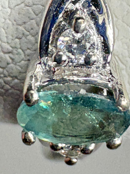 Alexandrite and Diamond Ring Solid 10k White Gold size 6.75 - NewLifeJewelryVault