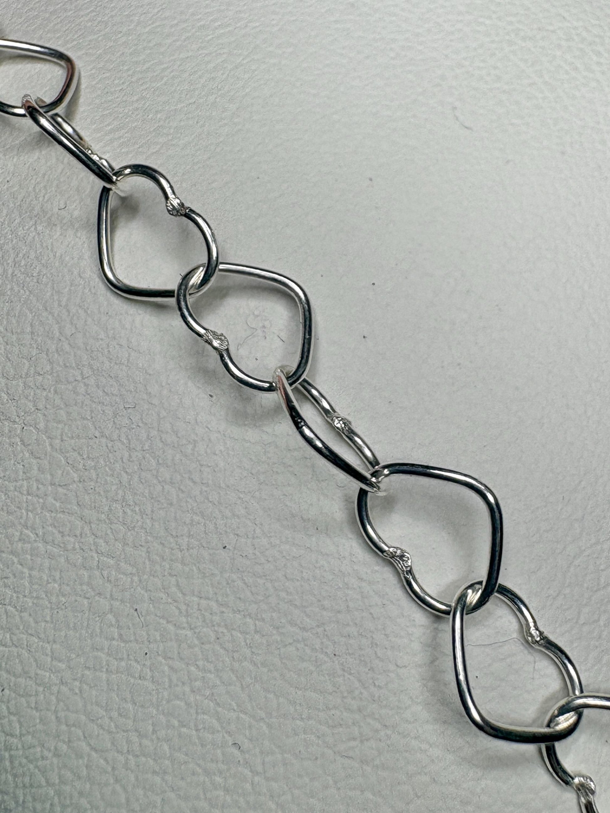 Heart Link Charm Bracelet in Sterling Silver 6mm Adjustable 7.25" - NewLifeJewelryVault