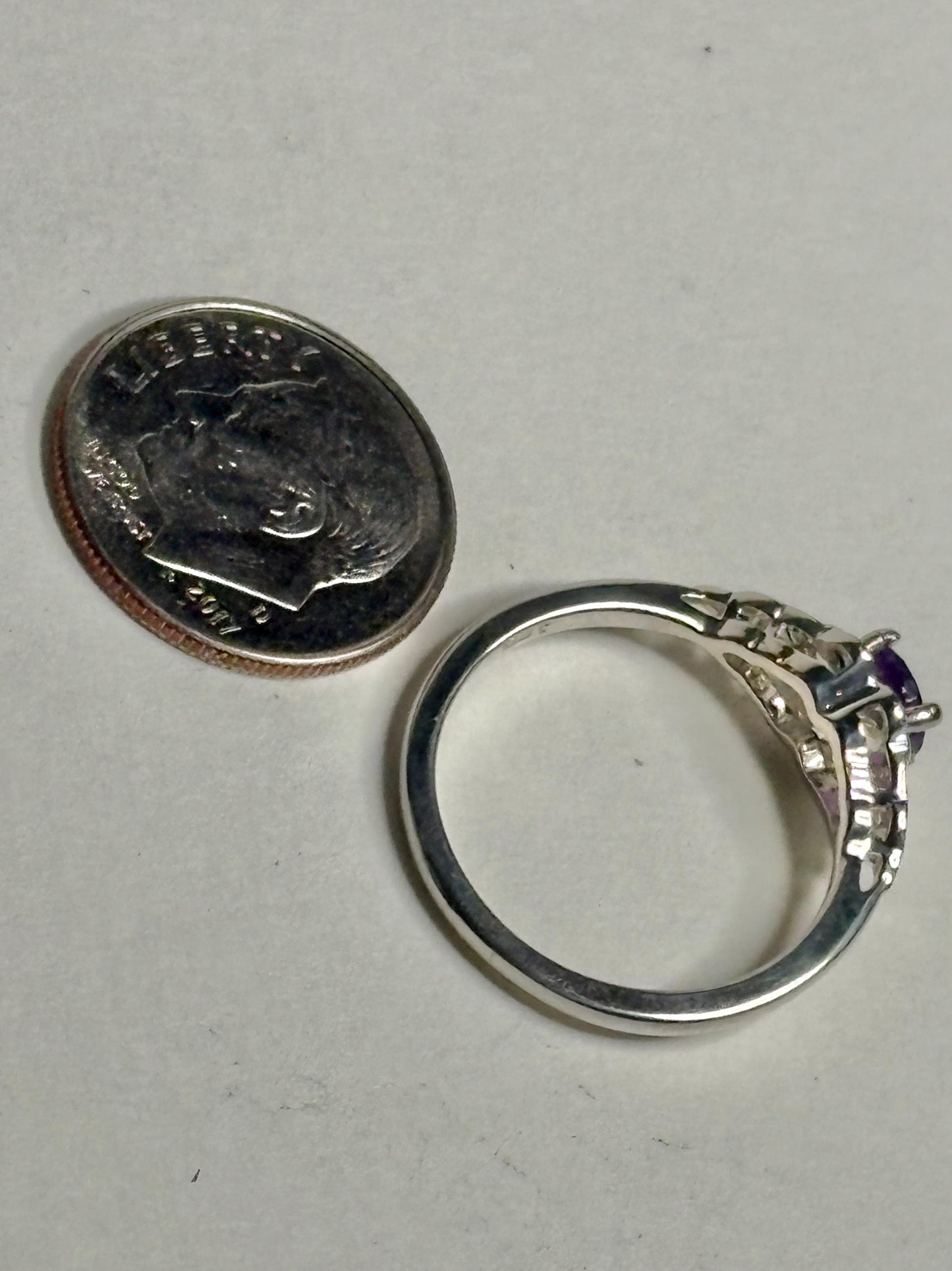 Arizona Four Peaks Amethyst Celtic Style Solitaire Ring Sterling Silver size 6.75 - NewLifeJewelryVault