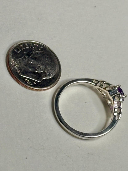 Arizona Four Peaks Amethyst Celtic Style Solitaire Ring Sterling Silver size 6.75 - NewLifeJewelryVault