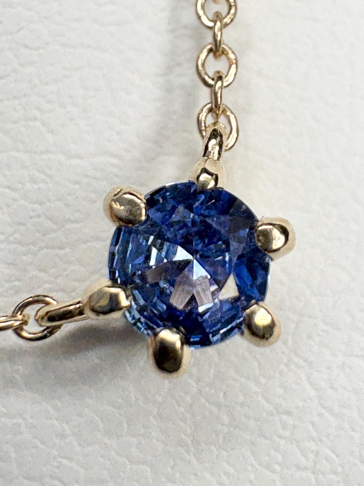 Natural Violetish-Blue Sapphire Solitaire Necklace Solid 14k Gold 18" - NewLifeJewelryVault