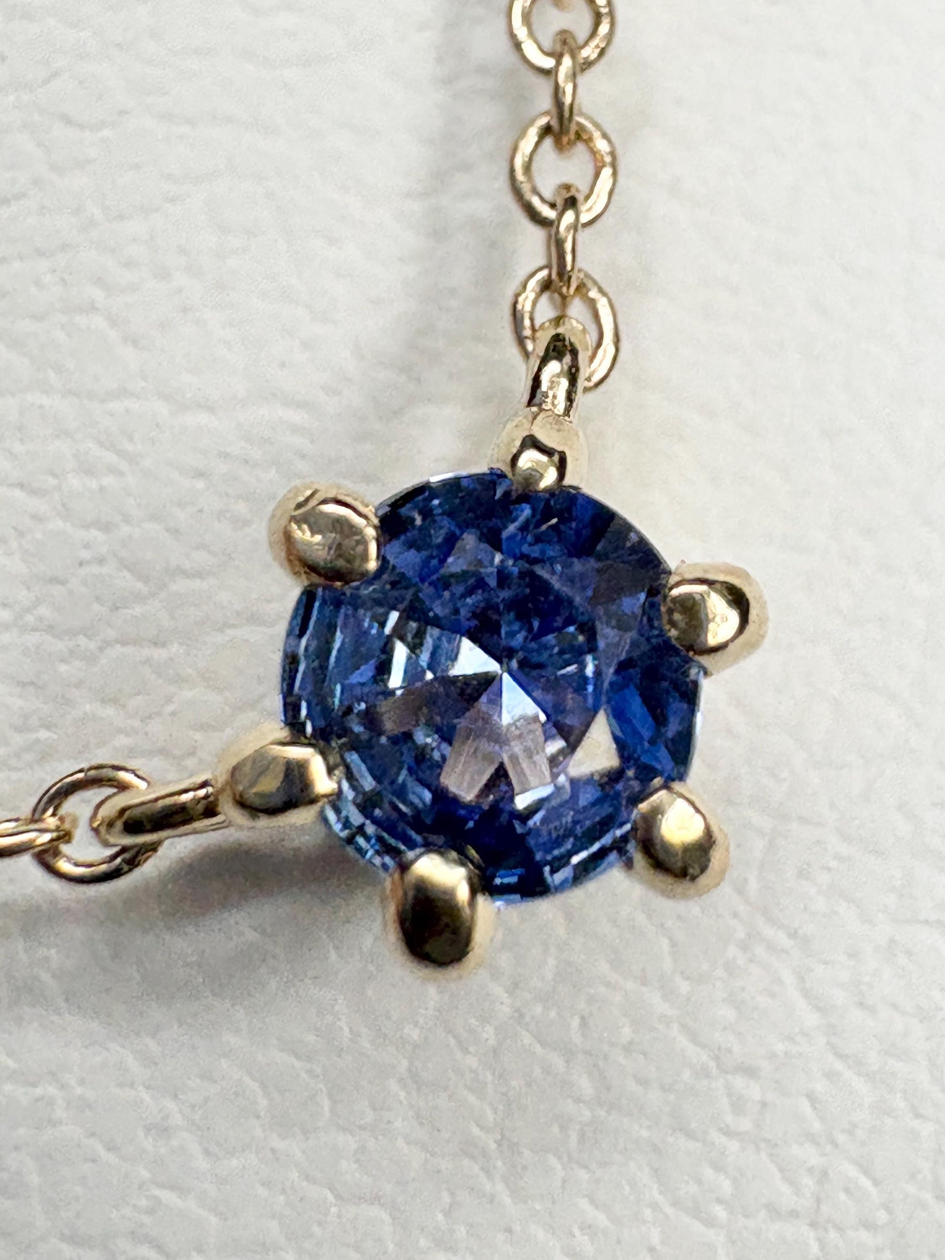 Natural Violetish-Blue Sapphire Solitaire Necklace Solid 14k Gold 18" - NewLifeJewelryVault