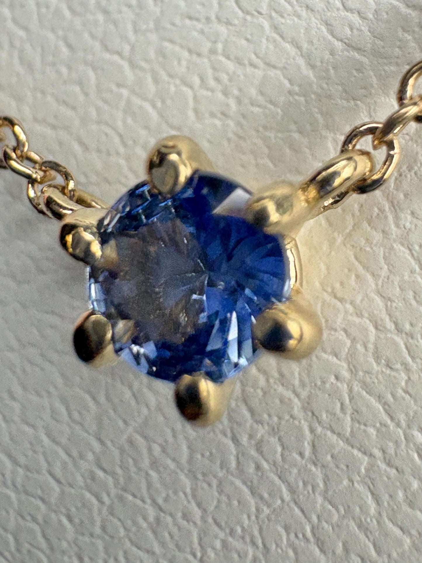 Natural Violetish-Blue Sapphire Solitaire Necklace Solid 14k Gold 18" - NewLifeJewelryVault