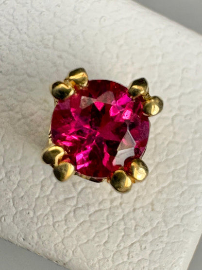 Rubellite Tourmaline Hot Pink Stud Earrings Solid 18k Gold 4mm - NewLifeJewelryVault