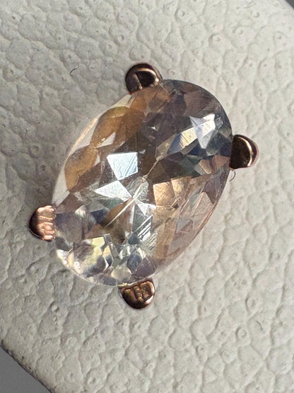 Madagascar Rainbow Moonstone Oval Stud Earrings 14k Rose Gold - NewLifeJewelryVault