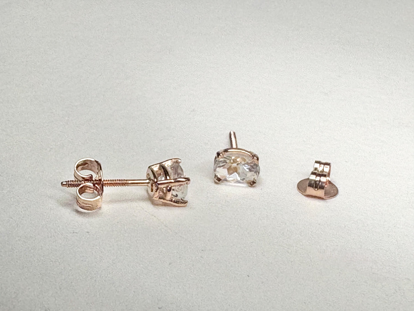 Madagascar Rainbow Moonstone Oval Stud Earrings 14k Rose Gold - NewLifeJewelryVault