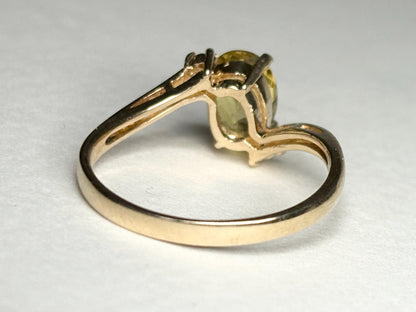 Chrysoberyl and Diamond Bypass Ring Solid 14k Gold size 8 - NewLifeJewelryVault