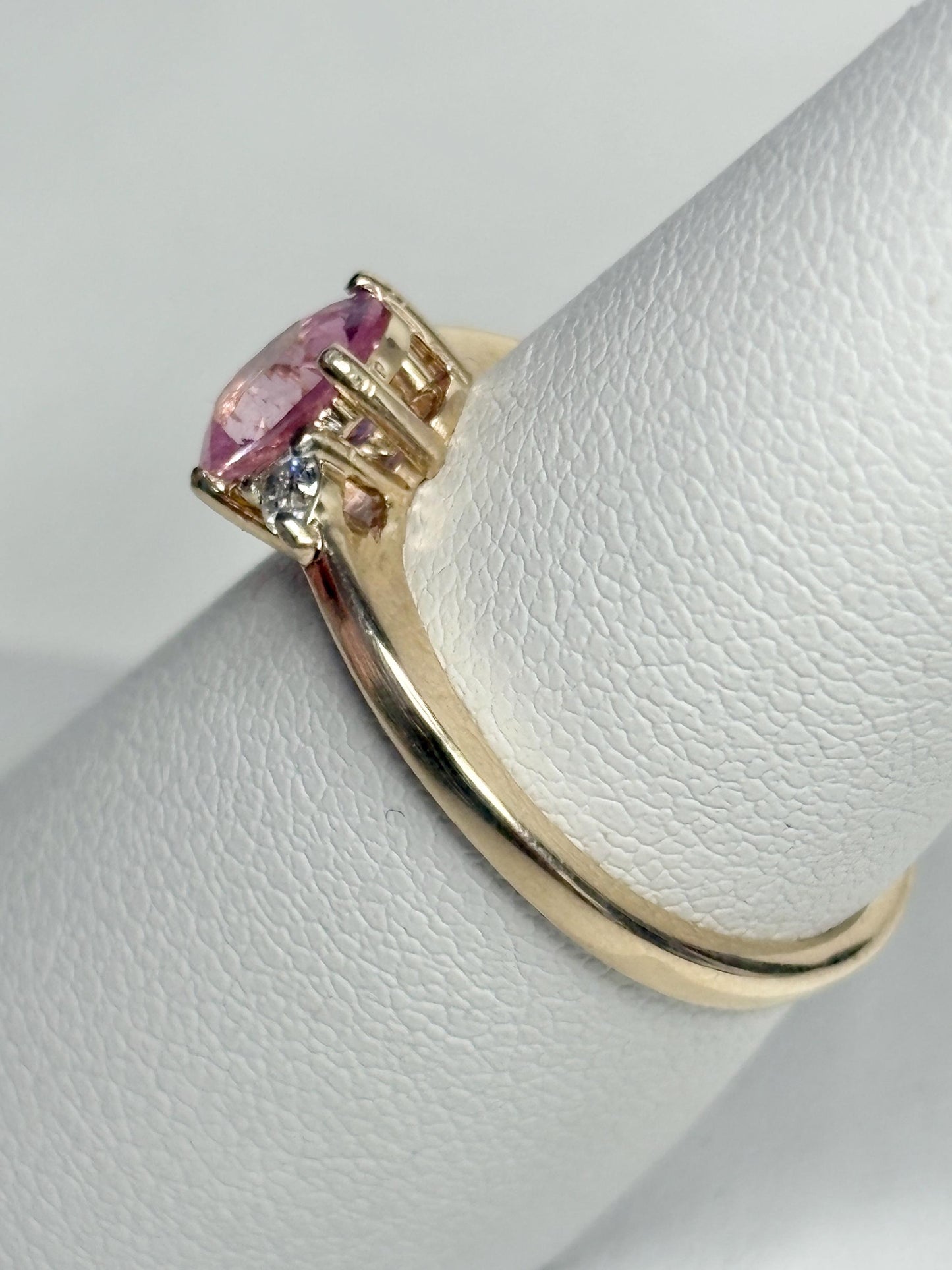 Natural Pink Spinel and Diamond Ring 9k size 7 - NewLifeJewelryVault