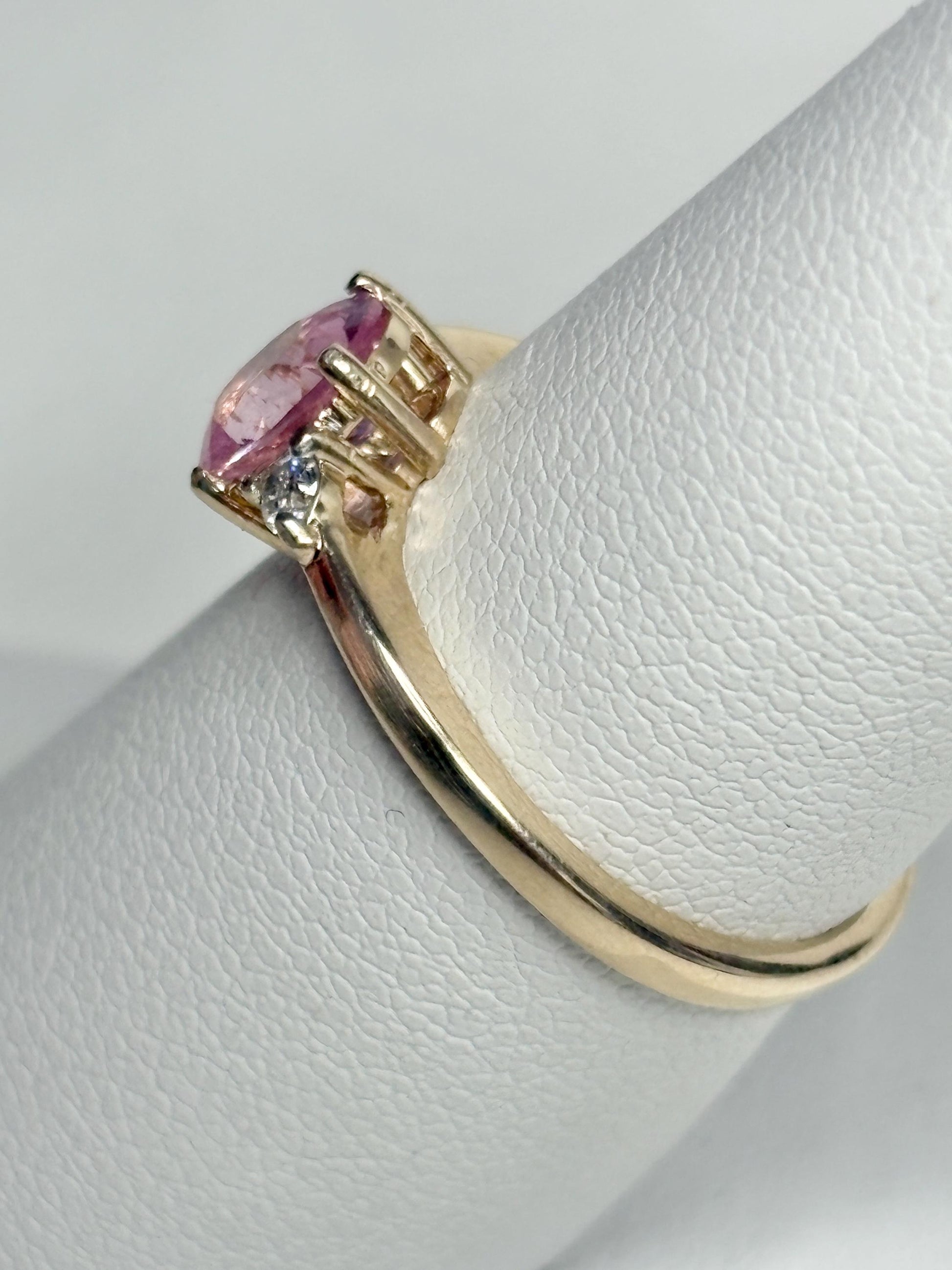Natural Pink Spinel and Diamond Ring 9k size 7 - NewLifeJewelryVault