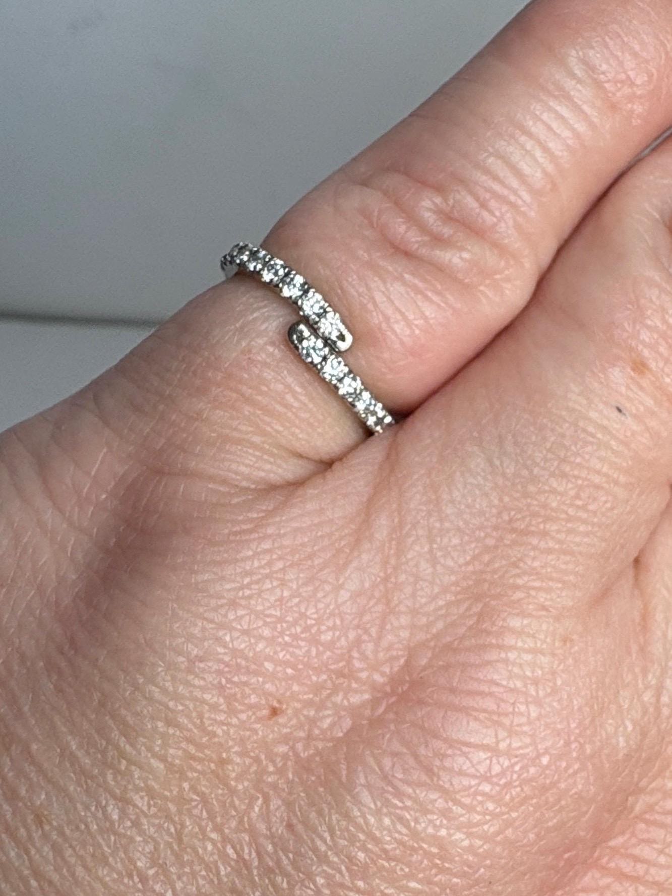 Natural Diamond Bypass Ring Solid 14k White Gold .40ctw size 4 - NewLifeJewelryVault