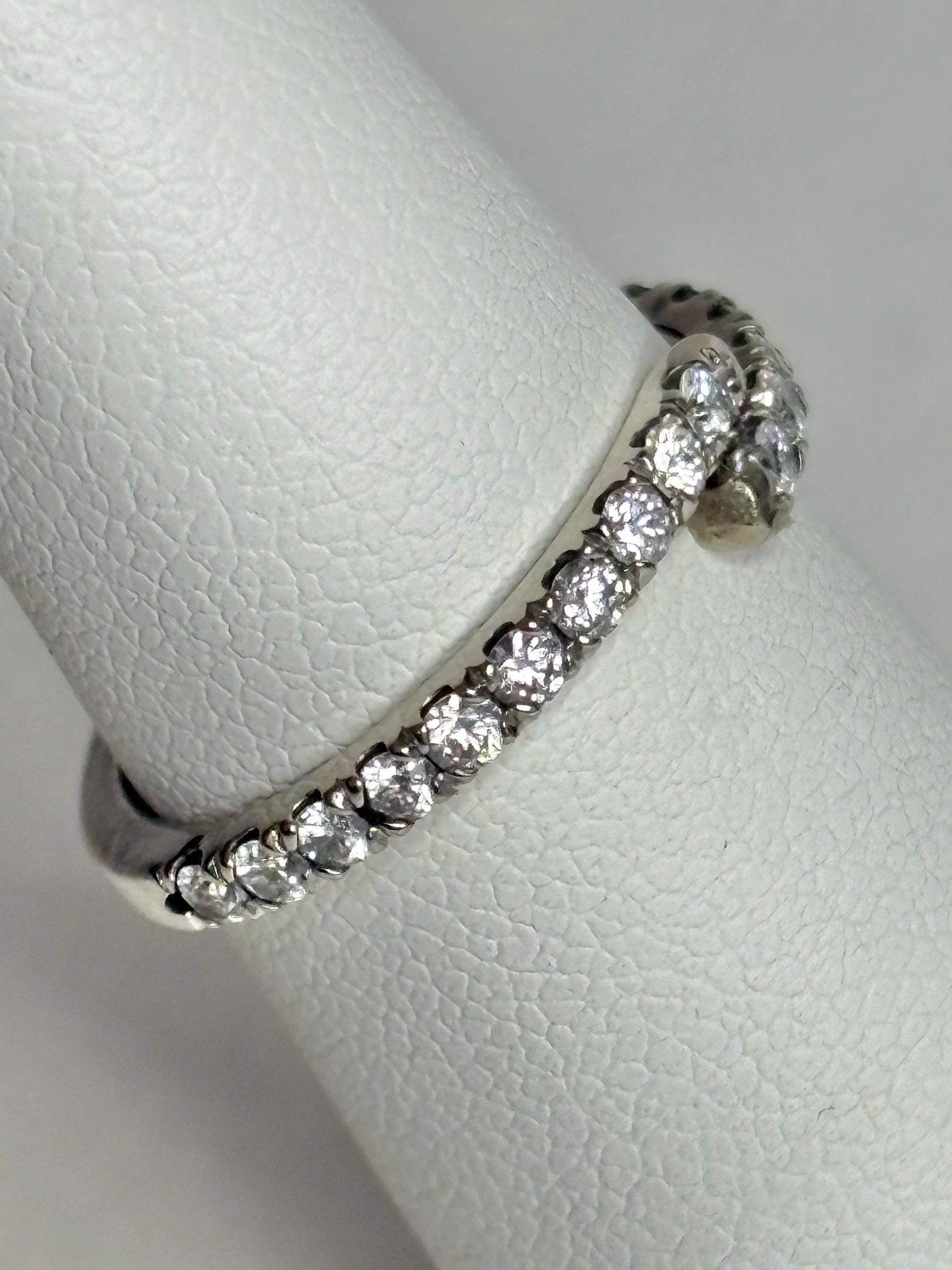 Natural Diamond Bypass Ring Solid 14k White Gold .40ctw size 4 - NewLifeJewelryVault