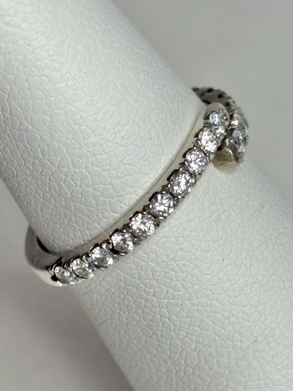 Natural Diamond Bypass Ring Solid 14k White Gold .40ctw size 4 - NewLifeJewelryVault