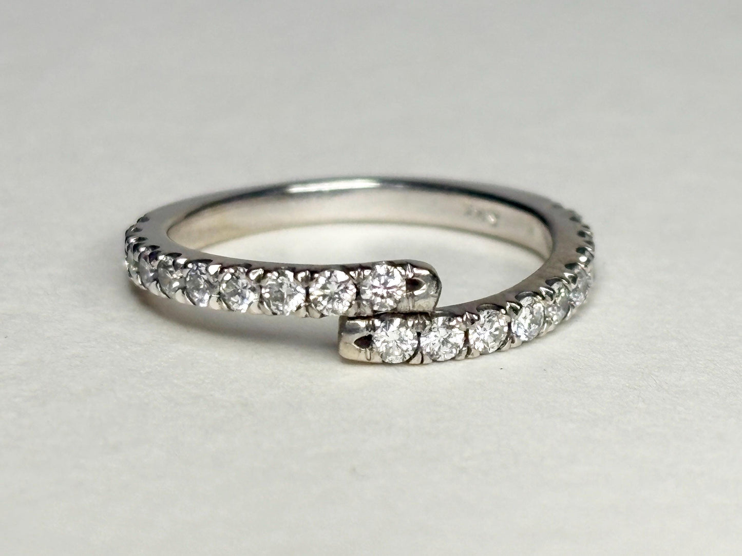 Natural Diamond Bypass Ring Solid 14k White Gold .40ctw size 4 - NewLifeJewelryVault