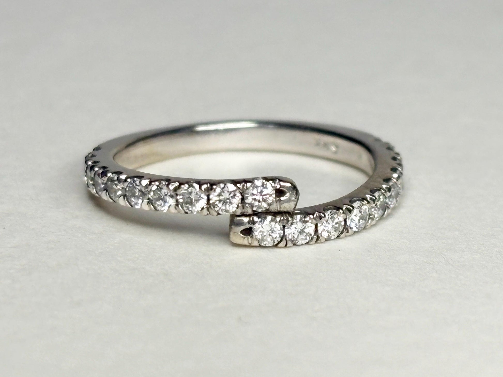 Natural Diamond Bypass Ring Solid 14k White Gold .40ctw size 4 - NewLifeJewelryVault