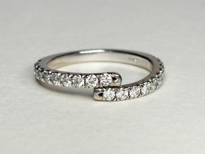 Natural Diamond Bypass Ring Solid 14k White Gold .40ctw size 4 - NewLifeJewelryVault