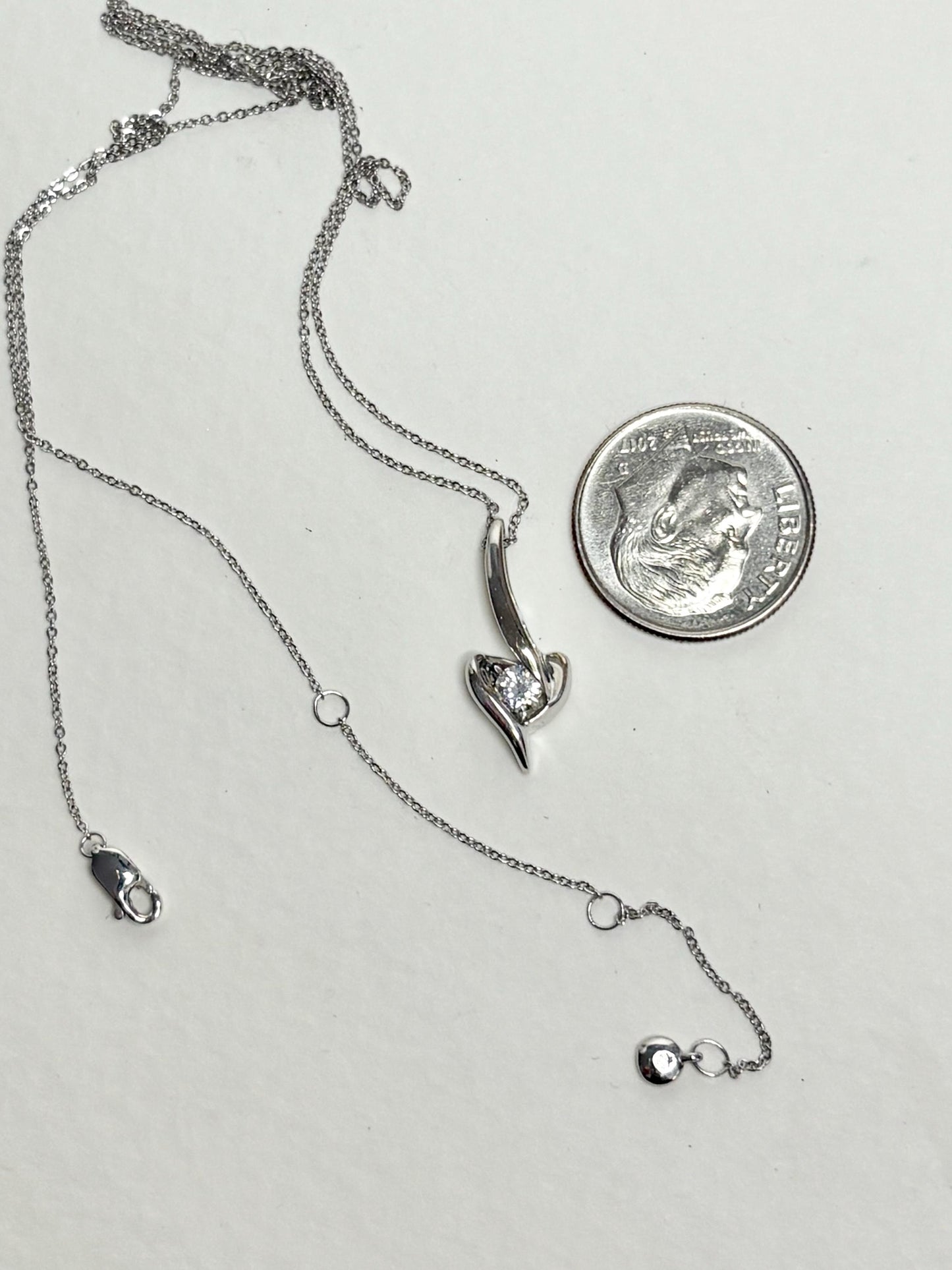 Natural Diamond Solitaire Pendant by Sirena Diamond 1/7ct on Monica Vinader Chain 14k White Gold Adjustable 16/17/18" - NewLifeJewelryVault