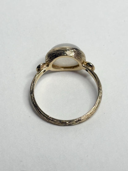 Moonstone and Diamond Ring East West Set 14k Gold size 6.5 - NewLifeJewelryVault