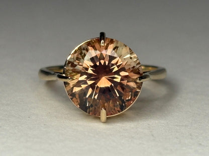 Stunning Bi Color Light Red Oregon Sunstone Solitaire in 14k Gold 4.84ct size 7 - NewLifeJewelryVault