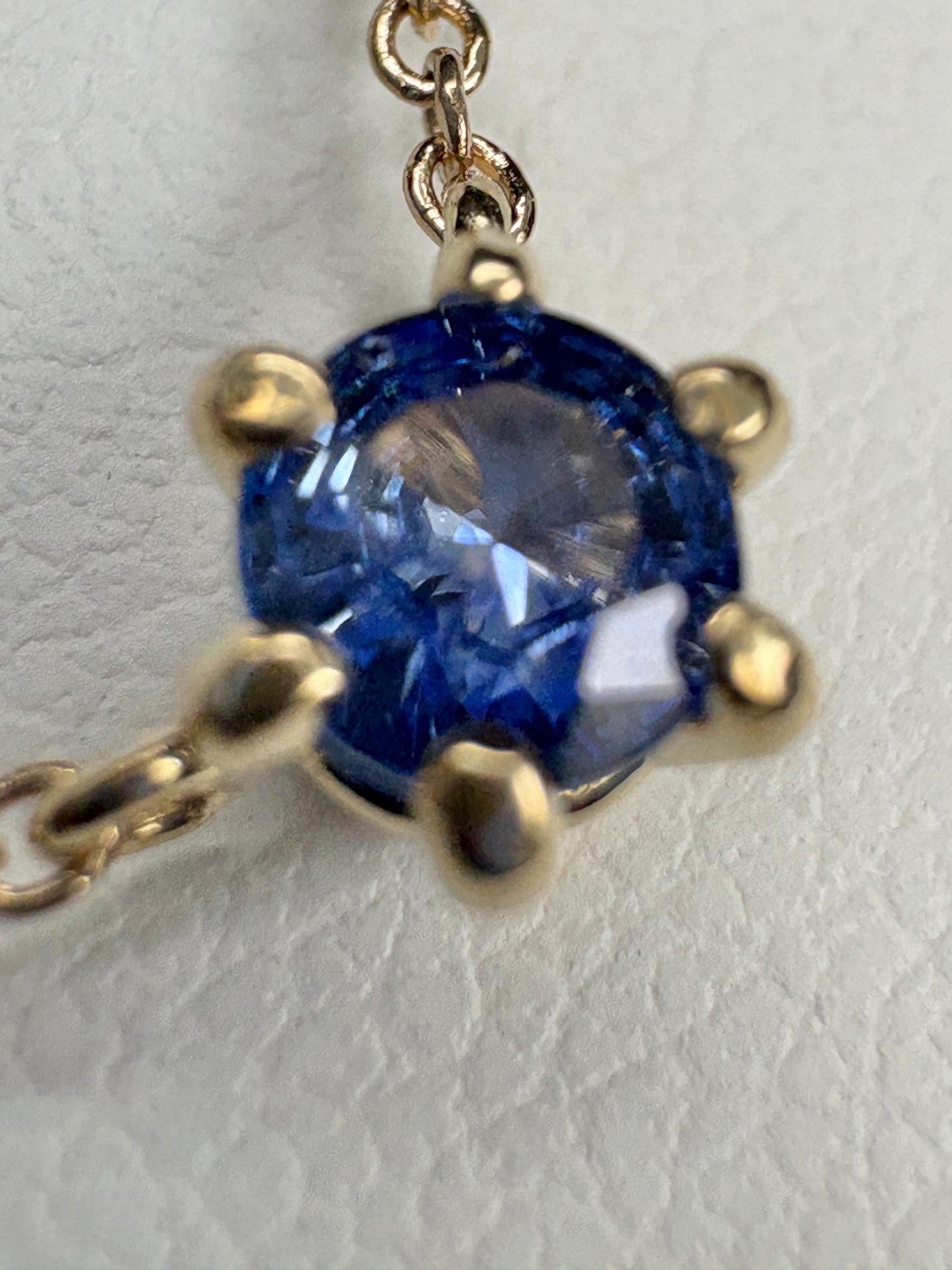 Natural Violetish-Blue Sapphire Solitaire Necklace Solid 14k Gold 18" - NewLifeJewelryVault