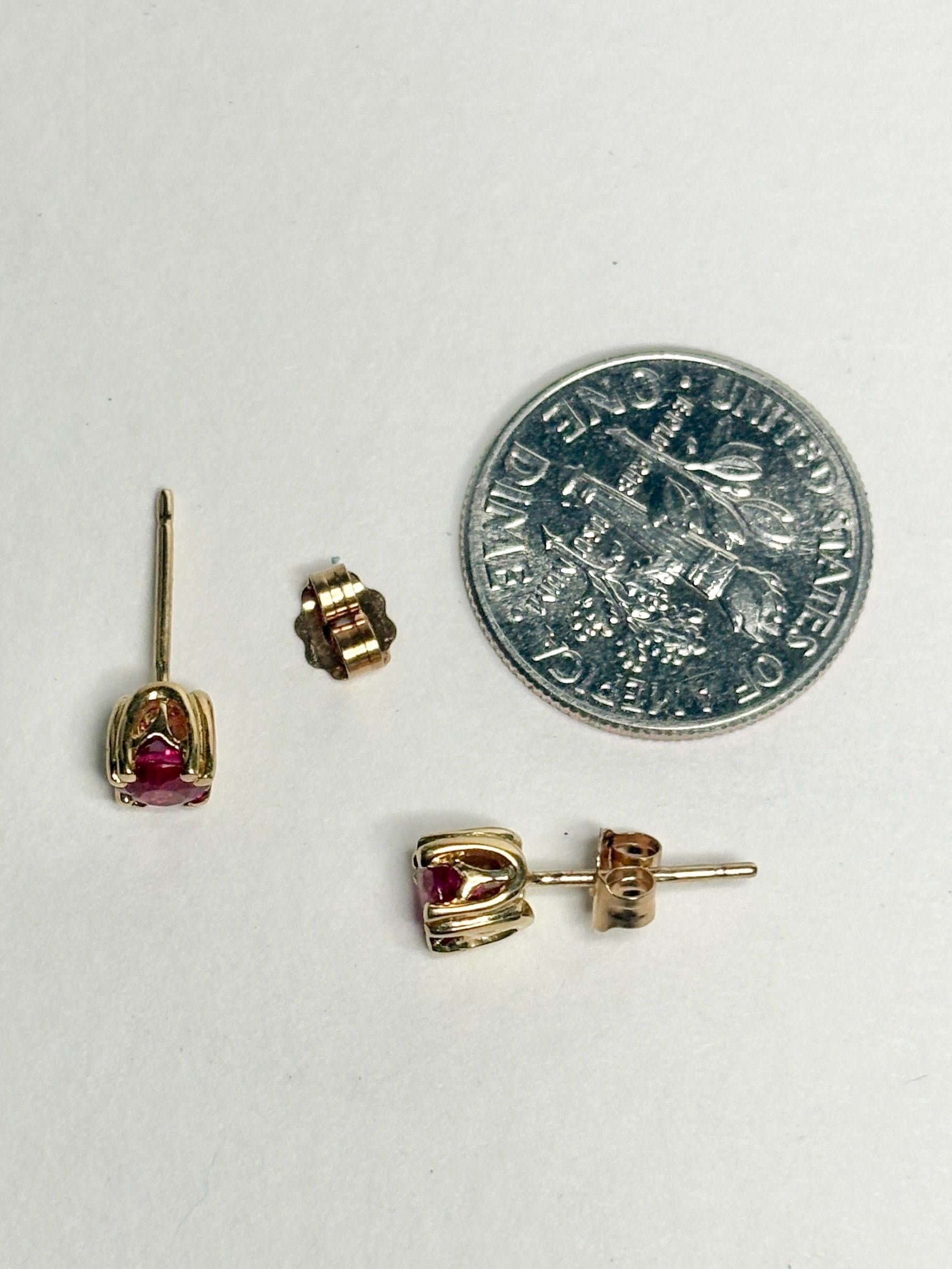 Rubellite Tourmaline Hot Pink Stud Earrings Solid 18k Gold 4mm - NewLifeJewelryVault