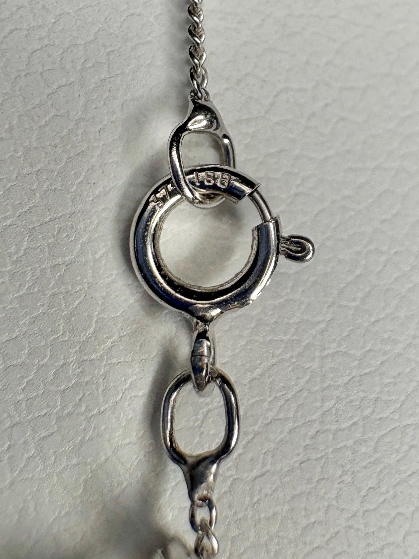 Tiny 'U' Diamond Pendant Necklace 14k White Gold with 9k Chain 18" - NewLifeJewelryVault