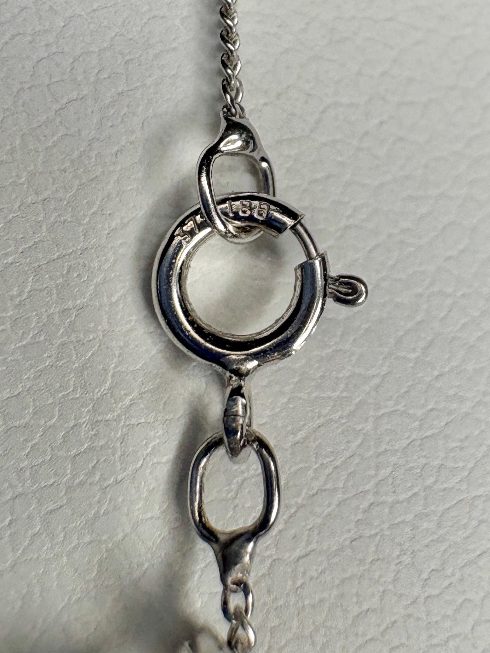 Tiny 'U' Diamond Pendant Necklace 14k White Gold with 9k Chain 18" - NewLifeJewelryVault