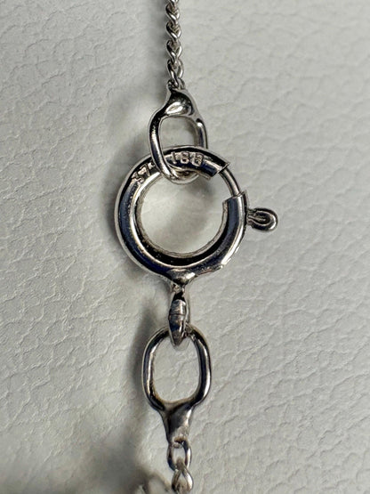 Tiny 'U' Diamond Pendant Necklace 14k White Gold with 9k Chain 18" - NewLifeJewelryVault
