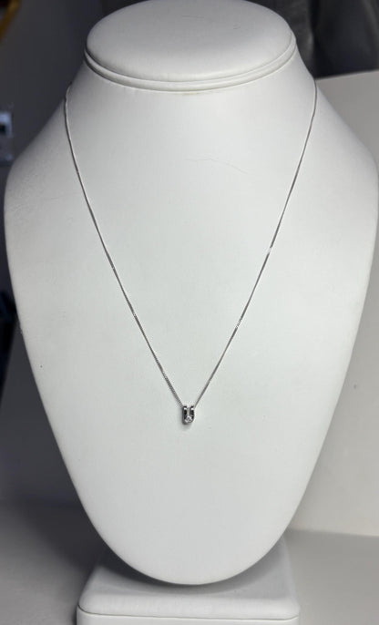 Tiny 'U' Diamond Pendant Necklace 14k White Gold with 9k Chain 18" - NewLifeJewelryVault