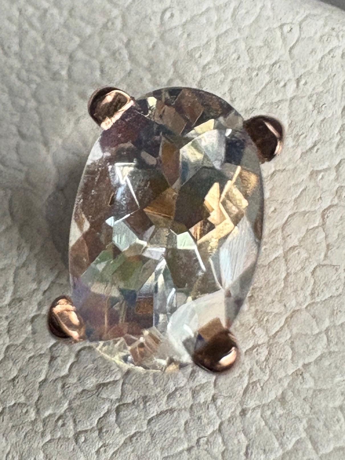 Madagascar Rainbow Moonstone Oval Stud Earrings 14k Rose Gold - NewLifeJewelryVault