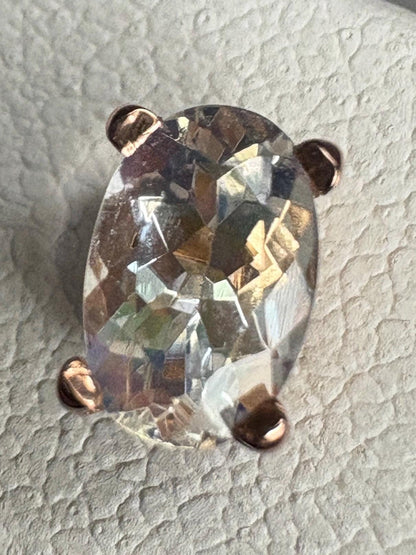 Madagascar Rainbow Moonstone Oval Stud Earrings 14k Rose Gold - NewLifeJewelryVault