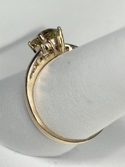 Chrysoberyl and Diamond Bypass Ring Solid 14k Gold size 8 - NewLifeJewelryVault