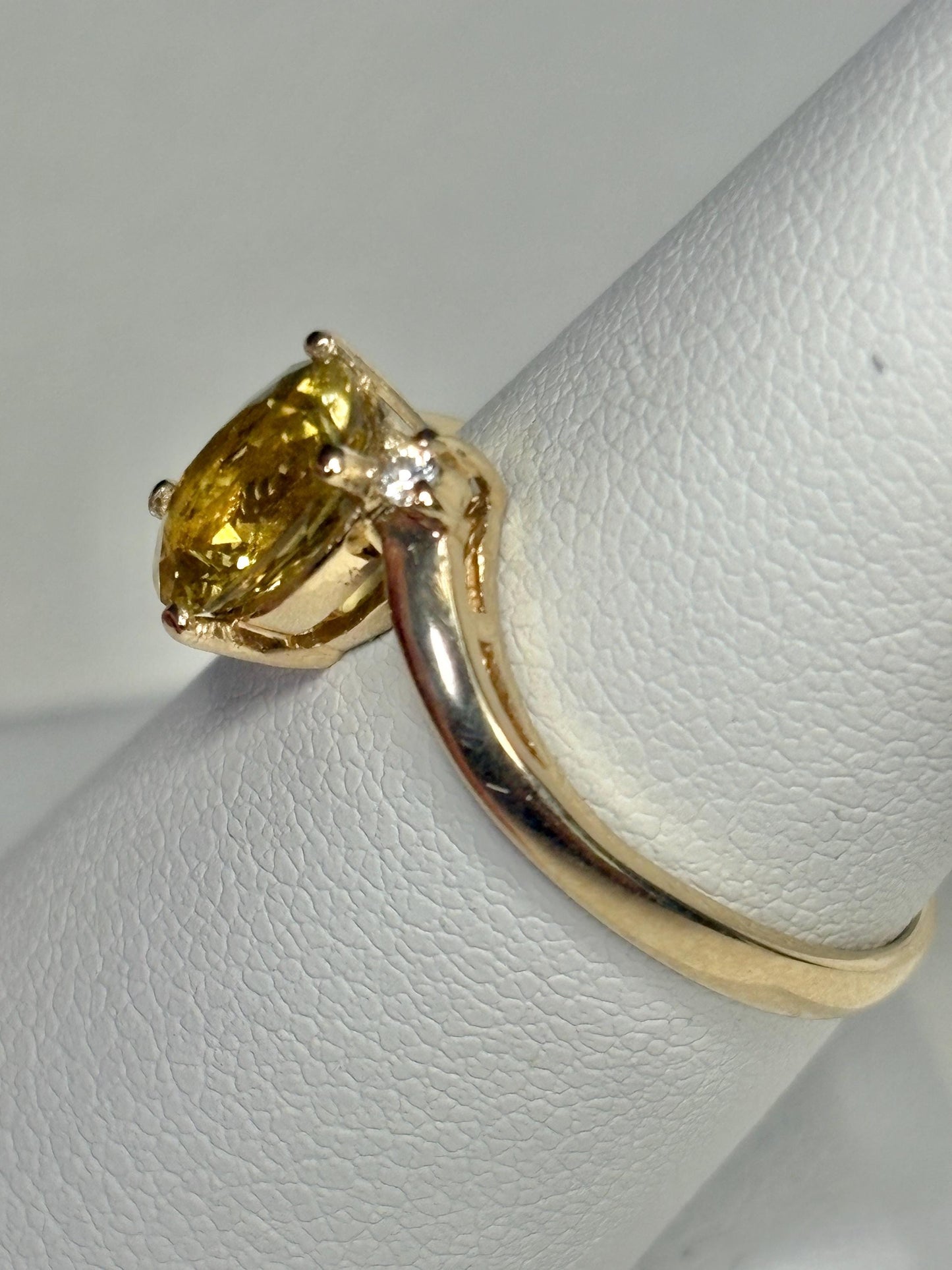 Chrysoberyl and Diamond Bypass Ring Solid 14k Gold size 8 - NewLifeJewelryVault