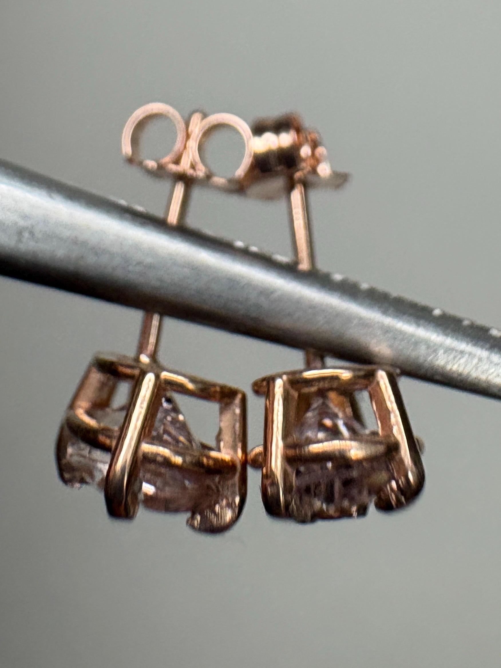 Morganite Stud Earrings Pear Tear Shape 14k Rose Gold 8x5mm - NewLifeJewelryVault