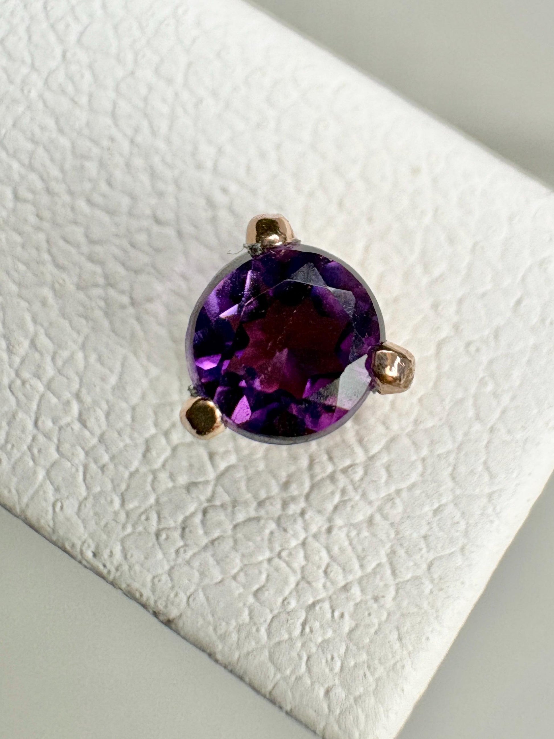 Amethyst Four Peaks Mine Arizona Stud Earrings in Rose Gold 4mm - NewLifeJewelryVault